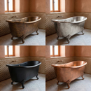 Custom Moroccan Brass Round Bathtub, Handmade Hammered Metal Soaking Tub, Luxury Artisan Bath Tub in Gold Bronze Copper