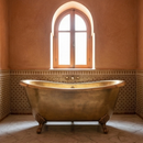 Custom Moroccan Brass Round Bathtub, Handmade Hammered Metal Soaking Tub, Luxury Artisan Bath Tub in Gold Bronze Copper