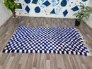 Custom Blue and white checker rug, Moroccan Berber checkered rug - Checkerboard Runner - Checkered Runner - Free shipping, beautiful rugs