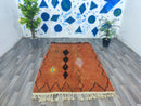Orange Moroccan rug - Custom Moroccan rug - Checkered rug - Handmade rug - Moroccan shag rug - Morocco rug - Moroccan Berber rug