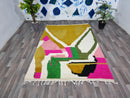 Large moroccan rug, Wool handmade rug, White and mustard rug, Abstract custom rug, Area rug for living room, Modern Beni Ourain rug, Teppich
