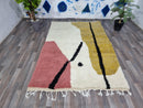 Large moroccan rug, Wool handmade rug, White and mustard rug, Abstract custom rug, Area rug for living room, Modern Beni Ourain rug, Teppich