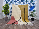Large moroccan rug, Wool handmade rug, White and mustard rug, Abstract custom rug, Area rug for living room, Modern Beni Ourain rug, Teppich