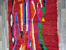 Red Boujad Carpet Handmade, Authentic Moroccan Rug, Bohemian Area Rug, Colored Living Room Rug, Berber Carpet.