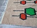 TUFTED BENIOURAIN RUG, Custom Rug, Moroccan Berber Rug, Brown and green Rug, Handmade Rug, Striped Rug, Wool Rug, Handwoven Area Rug.