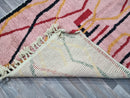 Handmade Vintage Moroccan Wool Rug - Pink Boujaad Bohemian Area Rug - 5x8 Moroccan Rug