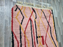 Handmade Vintage Moroccan Wool Rug - Pink Boujaad Bohemian Area Rug - 5x8 Moroccan Rug