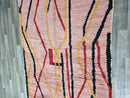 Handmade Vintage Moroccan Wool Rug - Pink Boujaad Bohemian Area Rug - 5x8 Moroccan Rug