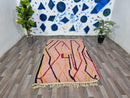 Handmade Vintage Moroccan Wool Rug - Pink Boujaad Bohemian Area Rug - 5x8 Moroccan Rug