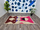 Handmade Moroccan Wool Shaggy Rug - Colorful Pink, Brown, Purple, White Beni Ourain Area Rug - Custom Sizes 5x7, 8x10 Available - 100kends.