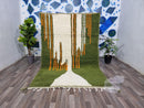 Custom Colorful Beni Rug - Large Moroccan Beni Ourain Style - Genuine Wool Flat Area Rug - Stylish Rug Gift for Her or Him