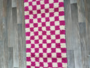 Gorgeous Moroccan Runner Rug - berber checkered Runner Rug - Authentic Moroccan Pink rug -Berber Runner Carpet - Authentic boujad runner rug
