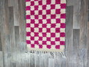 Gorgeous Moroccan Runner Rug - berber checkered Runner Rug - Authentic Moroccan Pink rug -Berber Runner Carpet - Authentic boujad runner rug