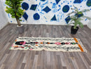 Artistic Beni Ourain White Runner Rug ,Authentic Moroccan White Rug, Berber Colorful Runner Rug,Berber Runner Carpet,Striped Wool Runner rug