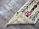 Artistic Beni Ourain White Runner Rug ,Authentic Moroccan White Rug, Berber Colorful Runner Rug,Berber Runner Carpet,Striped Wool Runner rug