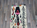 Artistic Beni Ourain White Runner Rug ,Authentic Moroccan White Rug, Berber Colorful Runner Rug,Berber Runner Carpet,Striped Wool Runner rug