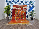 Authentic Moroccan Rug Orange, Handwoven Berber Rug Wool, Custom Tufted Rug, Azilal Area Rug 8x10 Orange , Perfect Gift 2024
