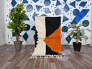 Authentic Moroccan Berber Rug black and white- Beni Ourain Wall Tapestry - Bohemian 8x10 Rug - Handmade Area Rug Large - Custom Size Rug