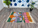 Handmade Moroccan Berber Wool Rug – Oriental Green Boujaad Carpet, Large 8x10 Antique Area Rug, Modern Home Decor Gift 2024.