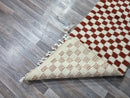 Moroccan brown and white Checkered Runner Rug | Handmade Berber Hallway & Kitchen Runner | Custom Sizes Available