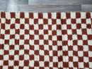 Moroccan brown and white Checkered Runner Rug | Handmade Berber Hallway & Kitchen Runner | Custom Sizes Available