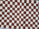 Moroccan brown and white Checkered Runner Rug | Handmade Berber Hallway & Kitchen Runner | Custom Sizes Available