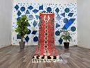 red Moroccan Runner 2x8 | Authentic Boujaad Runner Rug, red Wool Bebrer Hallway Carpet