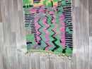 Luxurious Moroccan Runner Rug, Moroccan Handmade Rug, Mint Green Rug, Abstract Green Rug, Authentic Moroccan green rug -Berber Runner Carpet