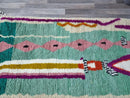 Fabulous light green Boujad Rug Moroccan Rug Wool Hand Woven Genuine Moroccan Beni Ourain Carpet Soft Shag Artistic Oriental checker