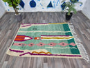 Fabulous light green Boujad Rug Moroccan Rug Wool Hand Woven Genuine Moroccan Beni Ourain Carpet Soft Shag Artistic Oriental checker