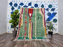 Fabulous light green Boujad Rug Moroccan Rug Wool Hand Woven Genuine Moroccan Beni Ourain Carpet Soft Shag Artistic Oriental checker