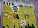 Handwoven Green Moroccan Boujaad Rug – Vintage Berber Style for a Boho Living Room