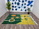 Handwoven Green Moroccan Boujaad Rug – Vintage Berber Style for a Boho Living Room
