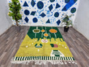 Handwoven Green Moroccan Boujaad Rug – Vintage Berber Style for a Boho Living Room