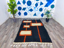 Moroccan Handmade rug ,Beni ourain Woven style Morocco wool Berber Rug, modern rug, Hand woven rug, Azilal Berber style - Black Rug Morocco