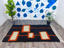 Moroccan Handmade rug ,Beni ourain Woven style Morocco wool Berber Rug, modern rug, Hand woven rug, Azilal Berber style - Black Rug Morocco