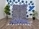 Custom Blue and white checker rug, Moroccan Berber checkered rug - Checkerboard Runner - Checkered Runner - Free shipping, beautiful rugs