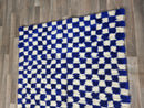 Custom Blue and white checker rug, Moroccan Berber checkered rug - Checkerboard Runner - Checkered Runner - Free shipping, beautiful rugs