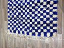 Custom Blue and white checker rug, Moroccan Berber checkered rug - Checkerboard Runner - Checkered Runner - Free shipping, beautiful rugs
