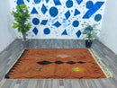 Orange Moroccan rug - Custom Moroccan rug - Checkered rug - Handmade rug - Moroccan shag rug - Morocco rug - Moroccan Berber rug