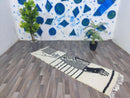 White Moroccan Runner rug - hallway runner rug moroccan - White and Brown Beni ourain rug - Genuine lamb Wool