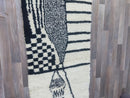 White Moroccan Runner rug - hallway runner rug moroccan - White and Brown Beni ourain rug - Genuine lamb Wool