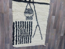 White Moroccan Runner rug - hallway runner rug moroccan - White and Brown Beni ourain rug - Genuine lamb Wool