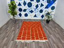moroccan orange rug, beni ourain orange rug, wool berber rug, custom rug, handmade rug, rustic orange rug, orange carpet - wool rug