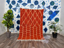 moroccan orange rug, beni ourain orange rug, wool berber rug, custom rug, handmade rug, rustic orange rug, orange carpet - wool rug
