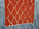 moroccan orange rug, beni ourain orange rug, wool berber rug, custom rug, handmade rug, rustic orange rug, orange carpet - wool rug