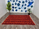 PRETTY ORANGE RUG For Your Living Room, Moroccan Handmade Rug From Wool of Sheep, Abstract Rug Inspired From Nomadic Berber Long History