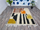 CUTE BENIOURAIN RUG, Moroccan Handmade Rug, colorful Rug, Dotted Rug, Handmade Wool Rug, Azilal Berber Rug, Handwoven Rug, Bohemian Rug