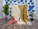 Large moroccan rug, Wool handmade rug, White and mustard rug, Abstract custom rug, Area rug for living room, Modern Beni Ourain rug, Teppich