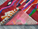 Red Boujad Carpet Handmade, Authentic Moroccan Rug, Bohemian Area Rug, Colored Living Room Rug, Berber Carpet.